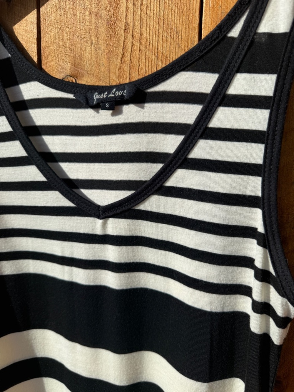 Just Love Sleeveless Black & Off White Striped Maxi Dress - Small - Picture 3 of 9